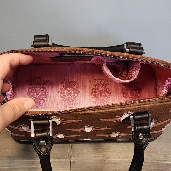 My Flat in London by Jan Haedrich Pink Brown Queen Bee Handbag Dust Bag NWOT - Picture 5 of 9